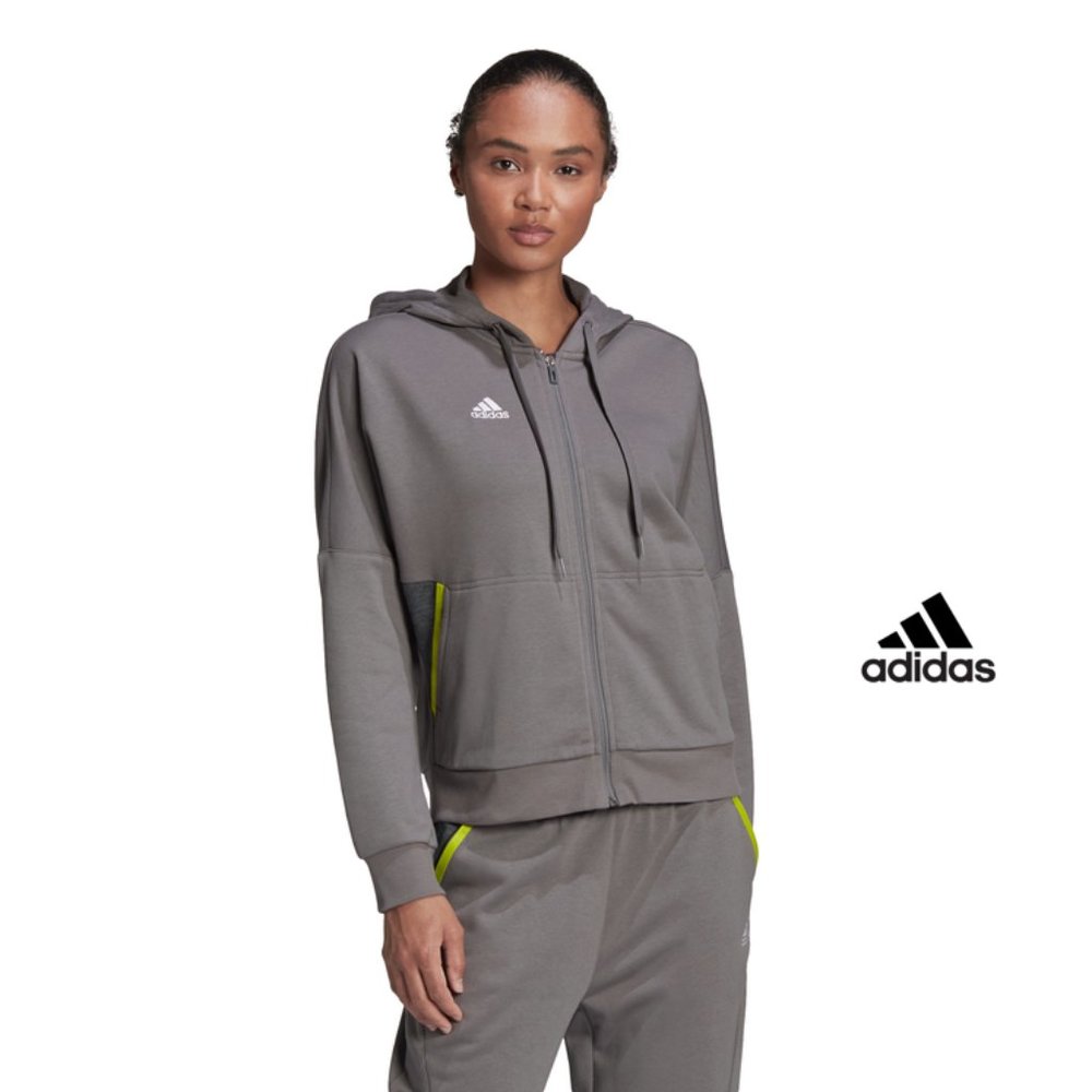 NWT $70 ADIDAS Women XS CONDIVO 22 FULL-ZIP HOODIE Jacket Sweatshirt in Grey